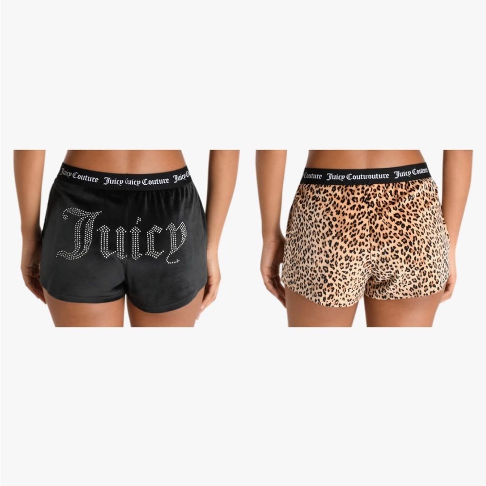 NEW! Juicy Couture - 2 Pack - Sleep Shorts Black/Leopard Print SIZE L & XL